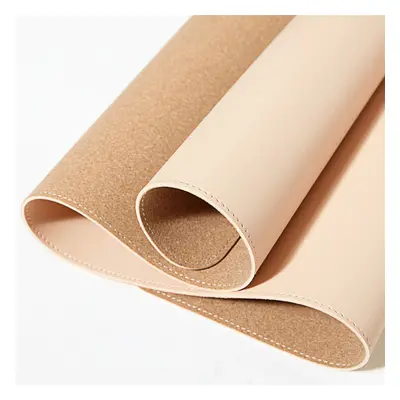 (Apricot) 90*43cm Cork Double-sided Use Mouse Pad Rollable PU Leather Anti-scratch Desk Mat Gami