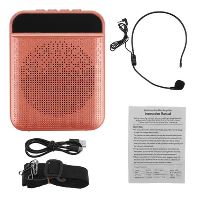 (Pink) Bluetooth Voice Amplifier Speaker Portable Multifunctional Loudspeaker with Personal Micr