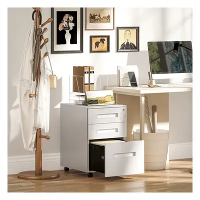 Vinsetto Lockable Mobile Filing Cabinet w/ Drawers x x cm White