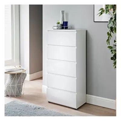 White High Gloss Finish Norsk Drawer Chest Perfect Storage Solution For Your Bedroom.