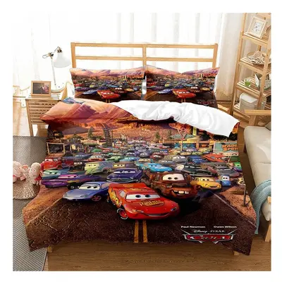 (King-220x240cm, 14) Pixar Cars Lightning Mcqueen Single Double 3D Duvet Cover Kids Cartoon Quil