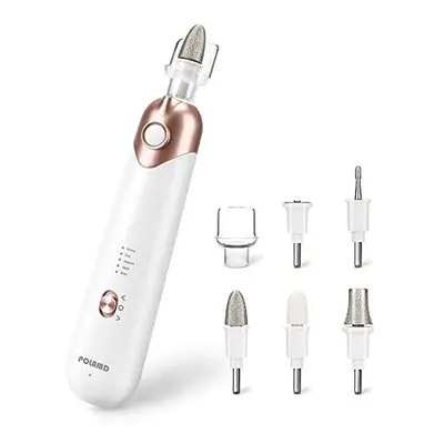 POLAMD Cordless Manicure and Pedicure Set, Rechargeable Electric Nail Files, 5-speed, LED Light,