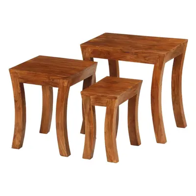 vidaXL Solid Wood Acacia Nesting Table Set Pieces 50x35x50 cm Brown Table