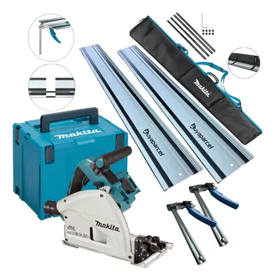 Makita DSP600ZJ 36v Twin 18v Brushless Plunge Cut Saw 2x1.5m Guide Rail QR Clamp