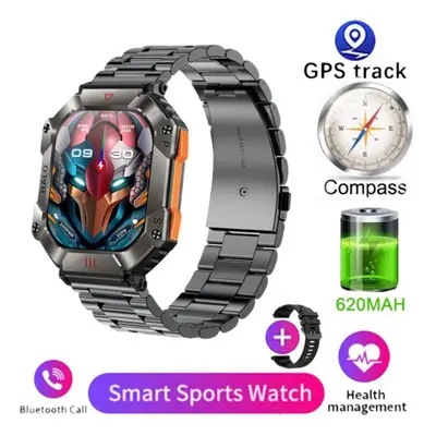 (black, Steel strip) Zodvboz Gps Military Smart Watch Men For Android Ios Ftiness Watches Ip67 W