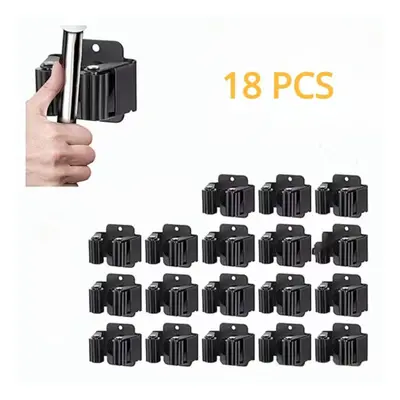 (black, PCS) 1/4/6/12/18pcs Multi-purpose Hooks Wall Mounted Mop Organizer Broom Holder Rack Han