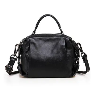 (black) Fashion Boston Women Shoulder Bags Messenger Bag Ladies Small Genuine Leather Handbag Wo