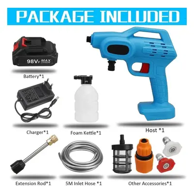 (1*Battery) 1800w Cordless Water Jet High Pressure Car Wash Guns 85bar Electric Car Washer Porta