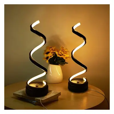 (Warm White (2 Pcs)) Sets Modern Spiral LED Table Lamp Warm White Bedroom Bedside Lamp Stepless 