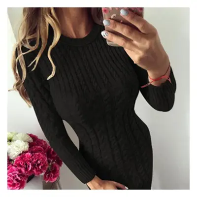 (black, XL) Scione Sweater Winter Warm Pullover Women Autumn Slim Knit Dress Long Sleeve Knitted