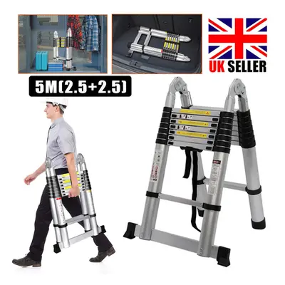 Multi-Purpose 5M Aluminium Portable Telescopic Folding Ladder A-Frame