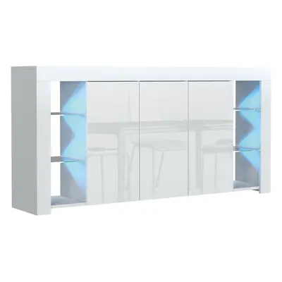 (White) Sideboard 164cm LED Gloss Doors - Mex Furniture