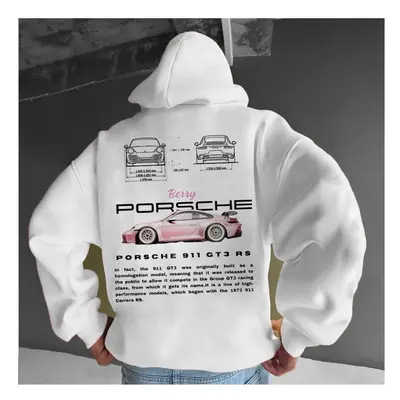 (White 5, M) Porsche Hoodie, Car Sweatshirt Hoodie, Unisex Oversize Hoodie Shirt Top