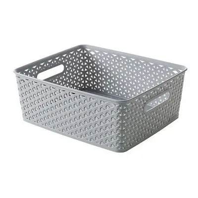 Curver Medium Faux Rattan Storage Basket, x x 14cm - Grey