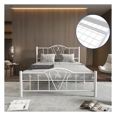 (Double 135x190, White) AVENSIS Orkide Heavy Duty Mesh Base Metal Bed Frame