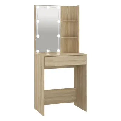 (Sonoma oak) vidaXL Dressing Table with LED Makeup Vanity Desk Cosmetic Table Multi Colours