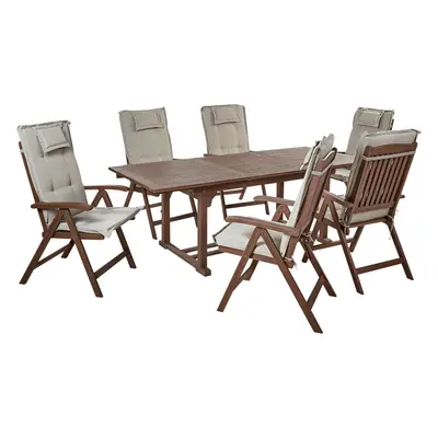 Garden Dining Set AMANTEA Acacia Wood 160/220x90x74 cm Taupe