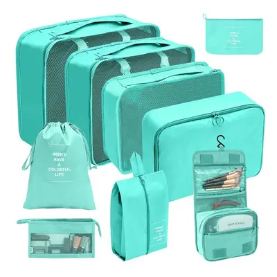 (Makeup and toiletries 9-piece set in bright blue, suit) Hot Selling Amazon Waterproof Travel St