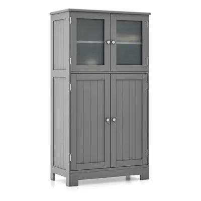 4-Door Bathroom Floor Cabinet Kitchen Cupboard W/ Adjustable Shelf