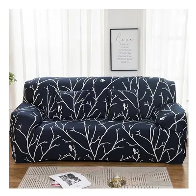 (Black, 3Seater) 1/2/3/4-Seat Sofa Cover Elastic Flower Leaf All-Inclusive Minimalist Protective