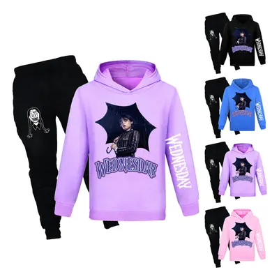 (Black, 11-12Years) Wednesday The Addams Family Kids Girls Long Sleeve Hoodies Sweatshirt Pants 