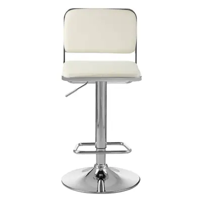 White Seat And Chrome Base Bar Stool, Adjustable Height Kitchen Bar Stool, Footrest Swivel Barst