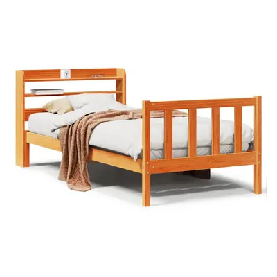 (wax brown, x cm) vidaXL Bed Frame with Headboard White 75x190 cm Small Single Solid Wood Pine