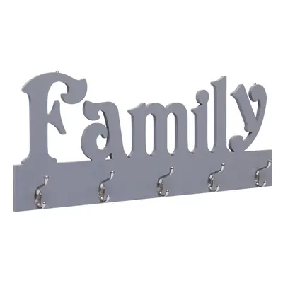 vidaXL Wall Mounted Coat Rack FAMILY Grey Clothes Stand Hanger Hall Furniture