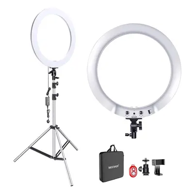 Neewer Upgraded 18-inch Ring Light Silver Metal Lighting Kit: 42W 3200-5600K Ring Light with Sil