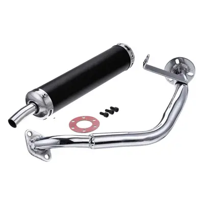 (Black) 22MM Inlet Round Bent Outlet Exhaust Muffler Tip End Tail Pipe with Front Pipe Kit Rear