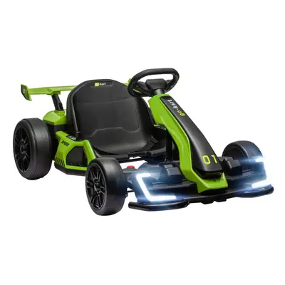 HOMCOM 24V Electric Go Kart for Kids with Adjustable Seat, Green