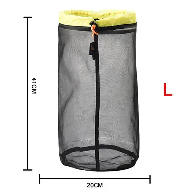 (L) Mesh Storage Bag Lightly Organize Sack Camping Hiking Compression Bags Travel Accessories Po