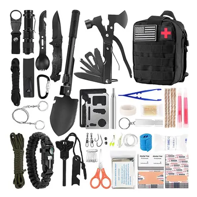 Emergency Survival Kit , Multi-Tool Survival Gear Kit, Tactical Pouch Outdoor Gear Emergency Tra