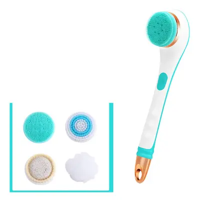 (Blue, 1) USB Rechargeable Bath Brush Silicone Back Scrubber Body Cleaning Brush