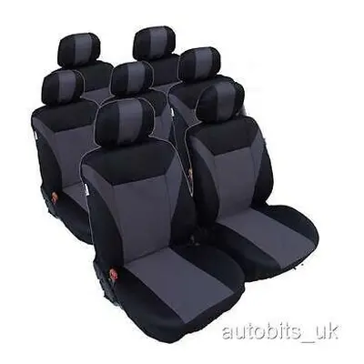 VW TOURAN FULL SET GREY-BLACK SEATER FABRIC SEAT COVERS FOR MPV