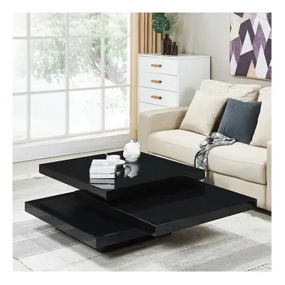 Triplo Gloss Square Rotating Coffee Table In Black