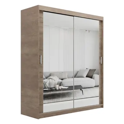 (150cm, Sonoma Oak) ELUKS Modern Sliding Door Wardrobe SKY