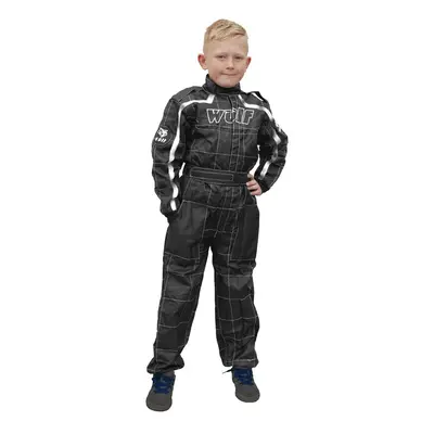 (Black White, L) Wulfsport Cub Blue Kids Motocross Motorbike Kart Race Suit