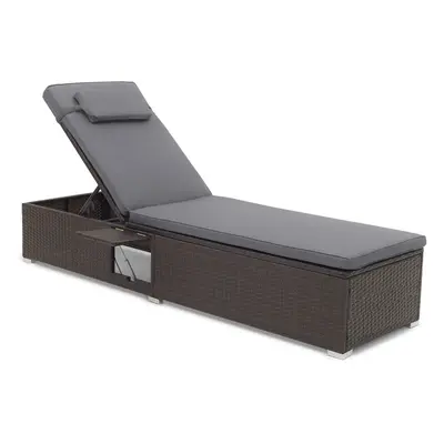 Patio Chaise Lounge w/ 6-level Backrest Comfy Seat Cushion & Headrest