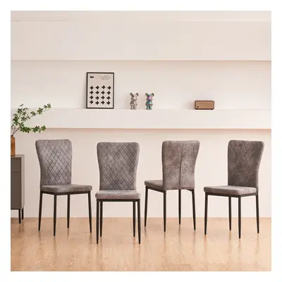 (Grey(Suede), pcs) 4/6 Dining Chairs High Back Velvet/PU Office