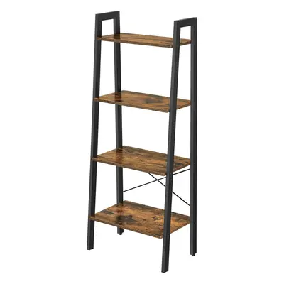 (56x34.5x137.5cm, Rustic Brown and Black) Ladder Shelf, Bookshelf, 4-Tier Industrial Storage Rac