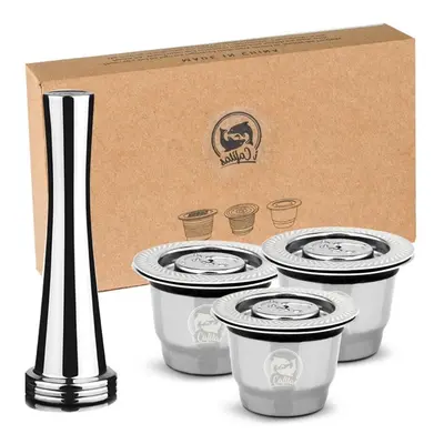 (silver, Capsule+1 Tamper) [i Cafilas][nesc03] Reusable Coffee Capsule Filter Stainless Steel Cr