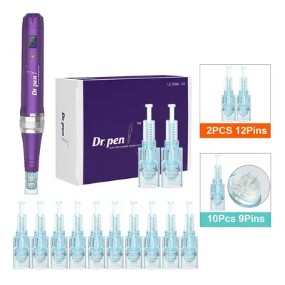 (X5W+10PCS 9PIN) Dr.pen X5 Wireless Derma Pen Microneedling Derma Rolling Mts Micro Needle Thera