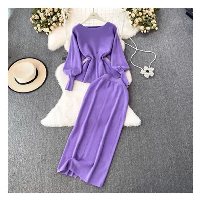 (purple, One Size) Sets Two Pieces High Waist Women Casual Fashion Autumn Winter Khaki Ins Cloth