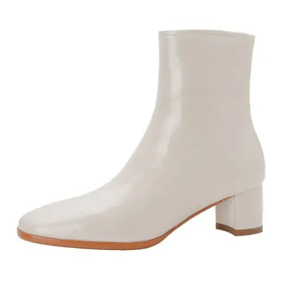 (ivory, 42) Women Winter Ankle Boots Natural Leather Cowhide Wool Full Leather Side Zip Modern B