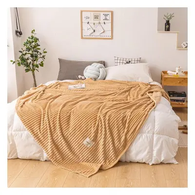 (tan, 200*230cm) Bed Blanket Green Color Soft Flannel Blanket Single Queen King Warm Plaids For 