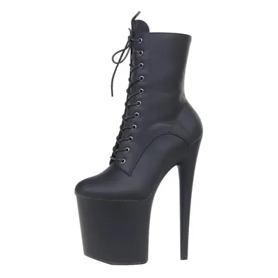 (matte black, 41) 20cm Extreme High Heel Platform Side-zip Sexy Pole Dance Ankle Boots