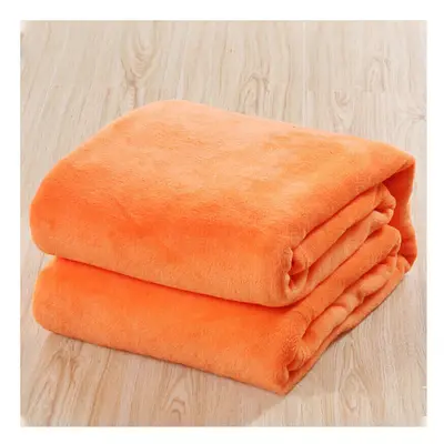 (#1 Orange, 120*200cm) Fleece Blanket Large Bed Sofa Travel Throw Soft Warmer Double & King