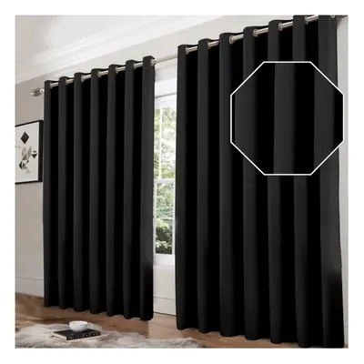 (Black GSM, 90" x 90") Thermal Blackout Eyelet Curtains Ready Made Curtain