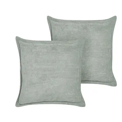 Set of Corduroy Cushions x cm Light Green ZINNIA